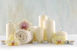 LED Lighted Candle Orchid Spa Inspired Canvas Wall Art 11.75"" x 15.75""